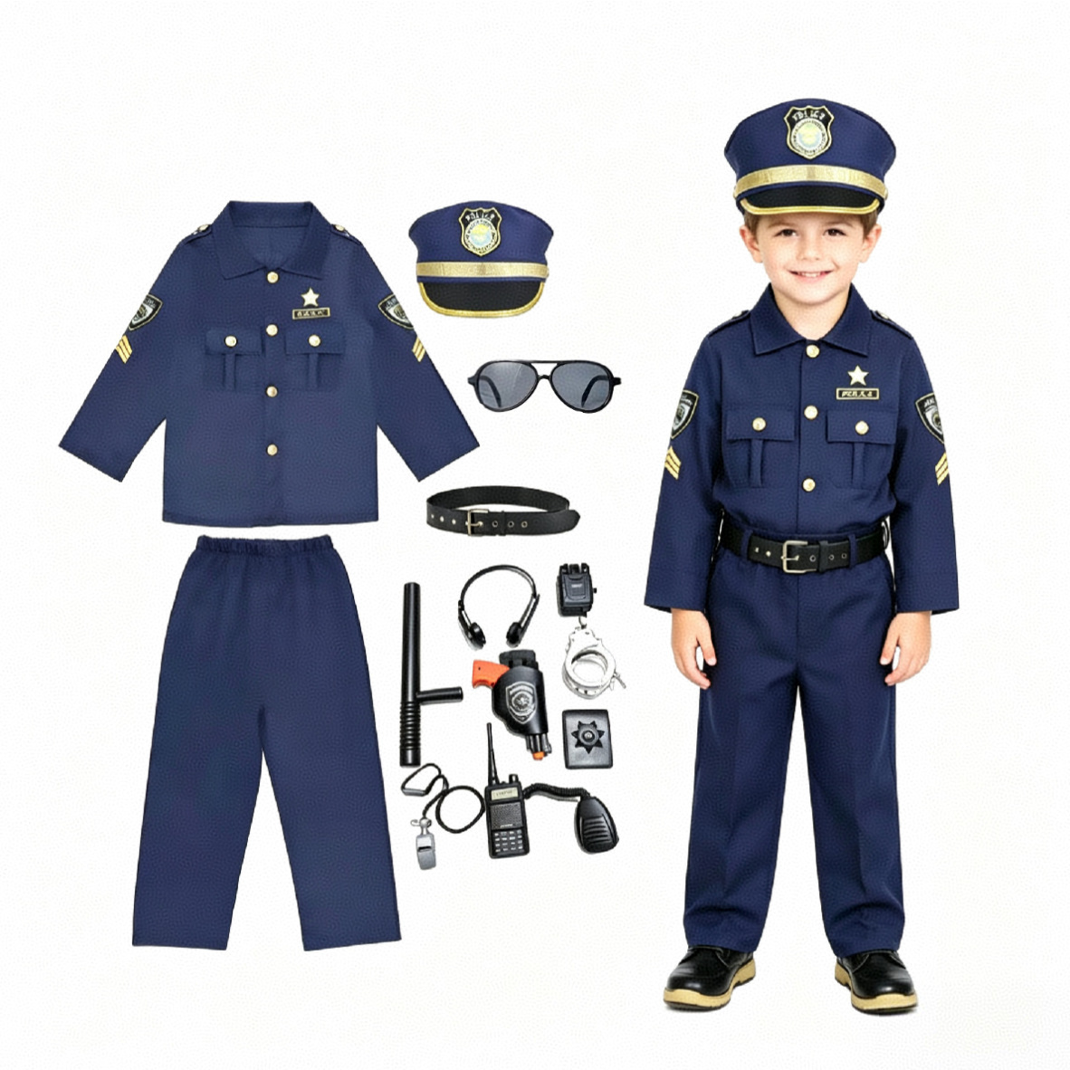 Cosplay Prop Kit - Kinderen Politieagent Cosplay Outfit Complete Uniform