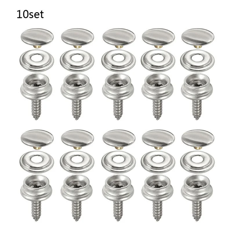 Snap Fastener Set - 10 Sets Roestvrijstalen Tapping Snap Bevestiger